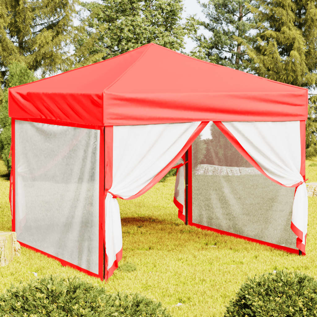 Partytent inklapbaar met zijwanden 3x3 m rood