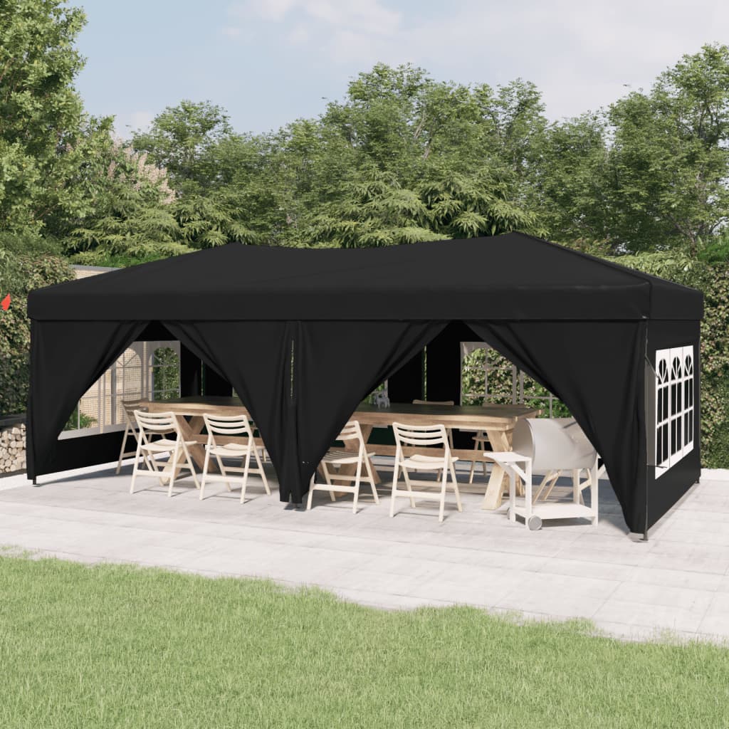 Partytent inklapbaar met zijwanden 3x6 m zwart
