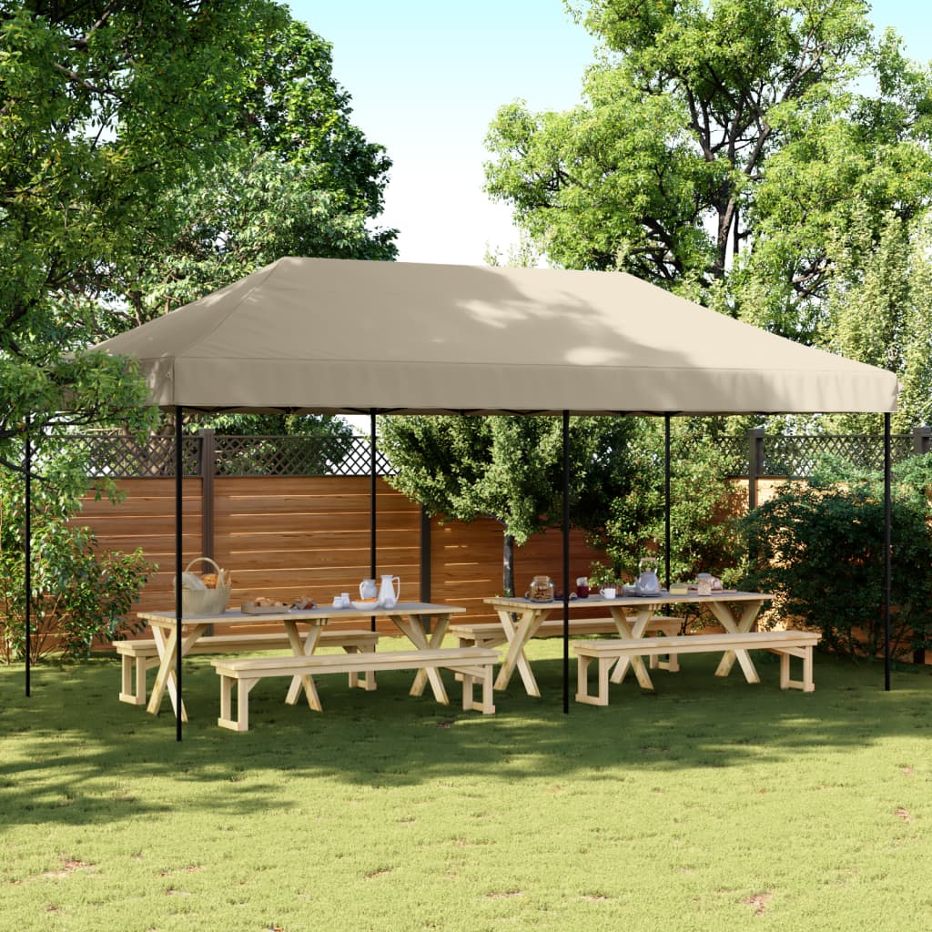 Partytent inklapbaar pop-up 580x292x315 cm taupe