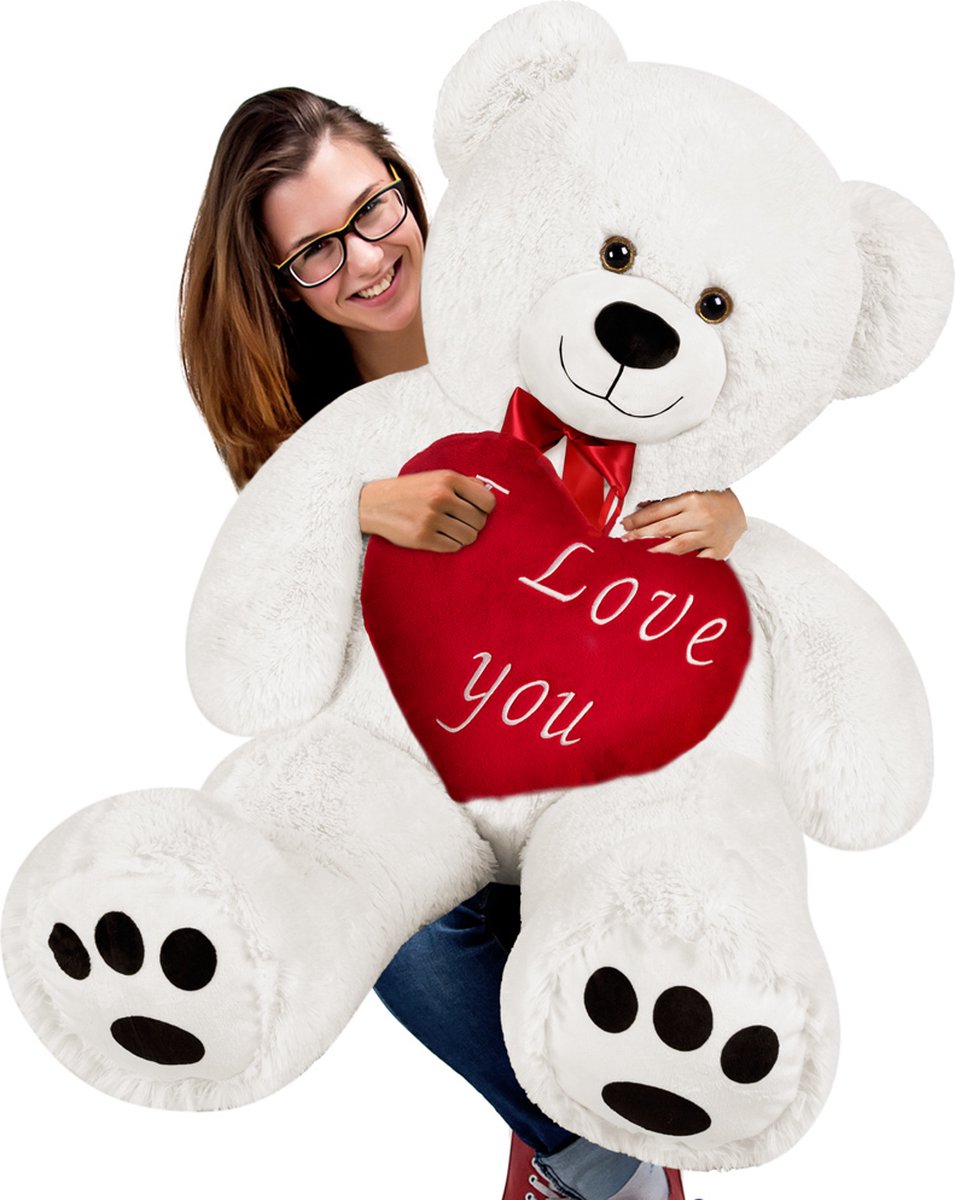 Knuffelbeer\u0020met\u0020Hart\u0020\u2013\u0020I\u0020LOVE\u0020You\u0020\u2013\u0020Wit\u002090cm