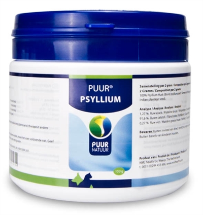 PUUR\u0020NATUUR\u0020PSYLLIUM\u0020HOND\u0020EN\u0020KAT\u0020150\u0020GR