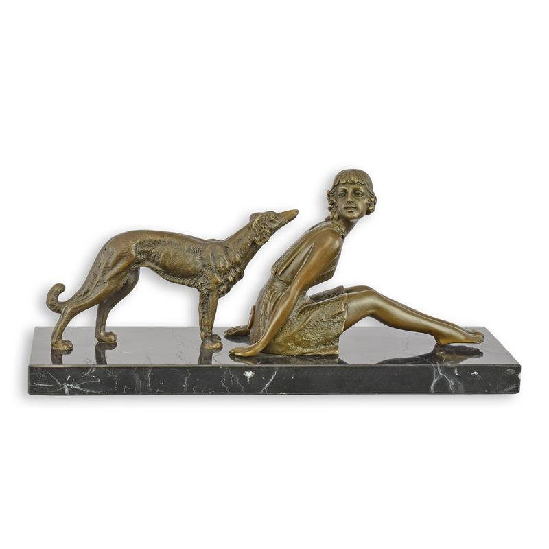 A\u0020BRONZE\u0020SCULPTURE\u0020OF\u0020A\u0020GIRL\u0020WITH\u0020BORZOI