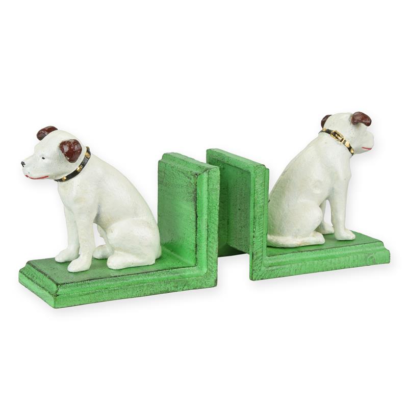 A\u0020PAIR\u0020OF\u0020CAST\u0020IRON\u0020NIPPER\u0020DOG\u0020BOOKENDS,\u0020GREEN\u0020BASE