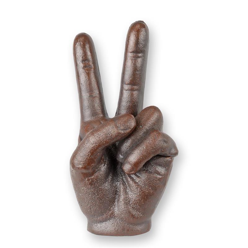 Gietijzeren\u0020sculptuur\u0020van\u0020een\u0020v\u002Dteken\u0020hand\u0020\u002D\u0020roest\u0020look