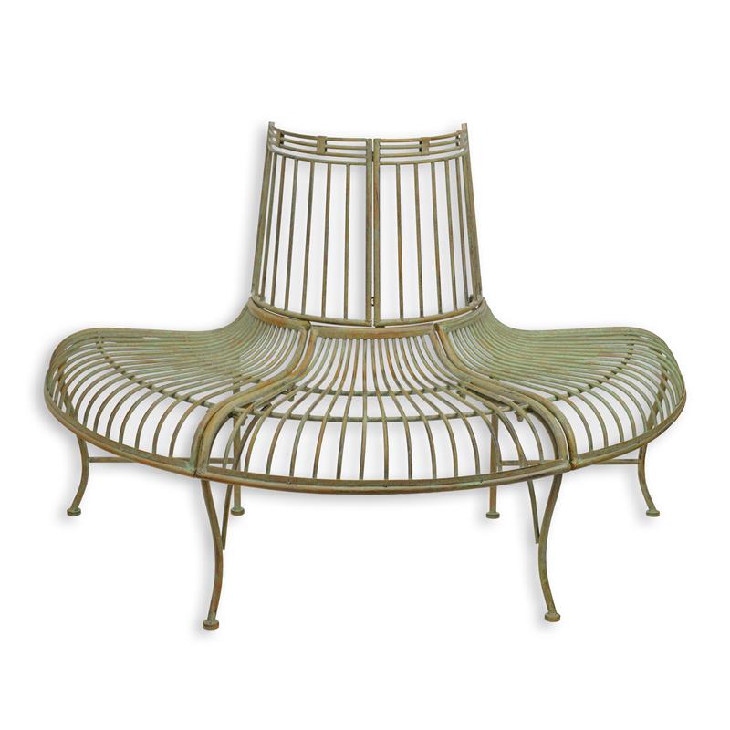 A\u0020DEMI\u0020ROUND\u0020IRON\u0020TREE\u0020BENCH\u0020\u002D\u0020REDDISH\u0020GREEN