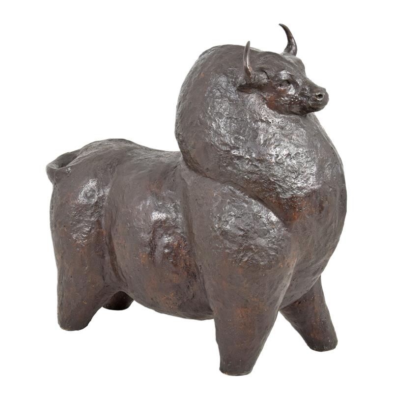 Modernistische\u0020bronzen\u0020sculptuur\u0020van\u0020een\u0020stier