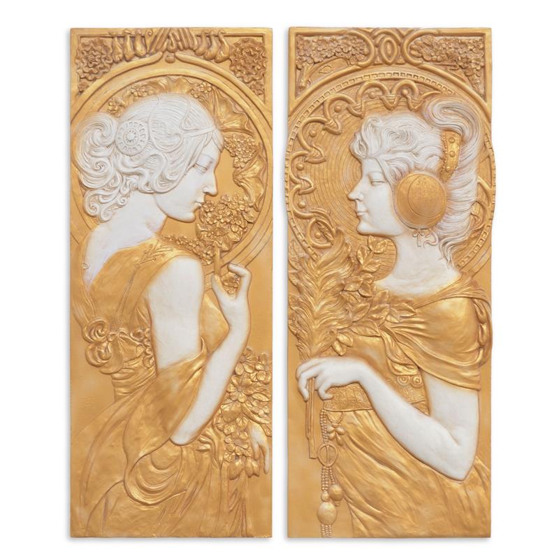 Set\u0020van\u00202\u0020art\u0020nouveau\u0020wandplaten
