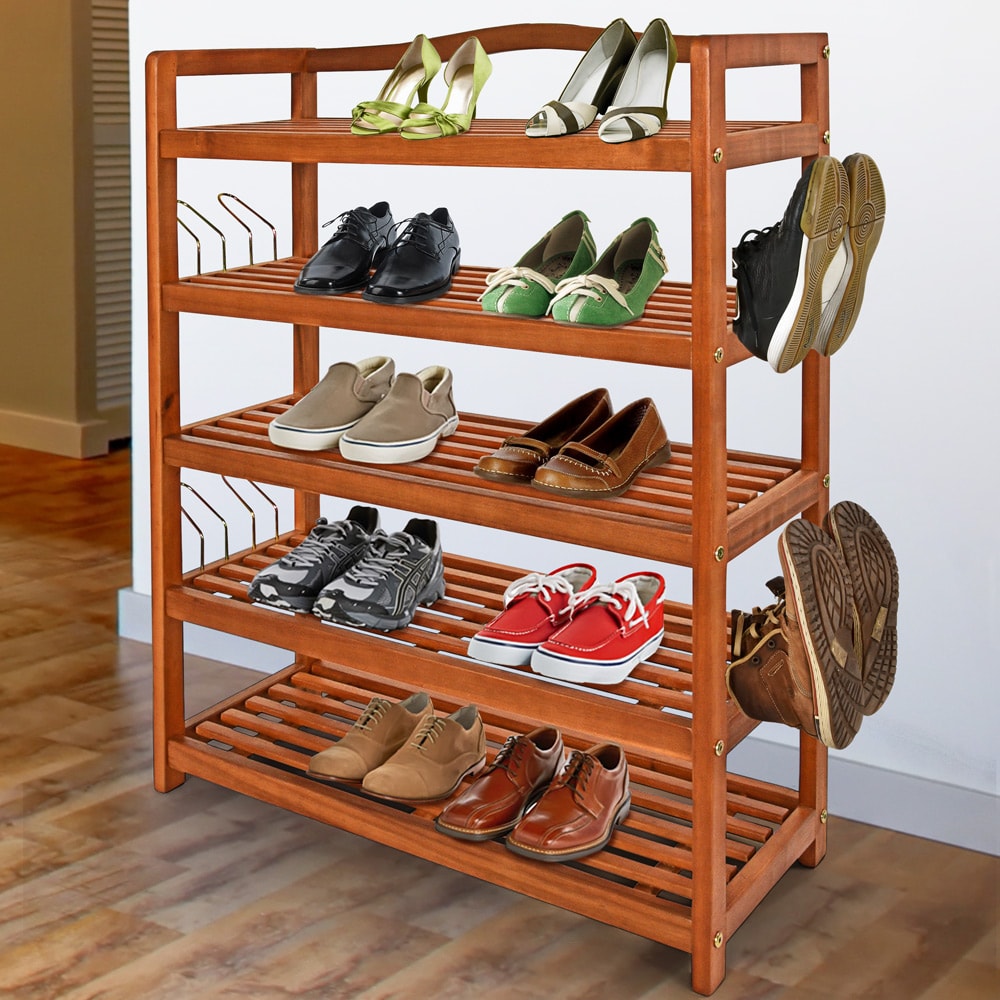 Schoenenrek\u0020Bruin\u0020Acaciahout\u002075x26x82cm