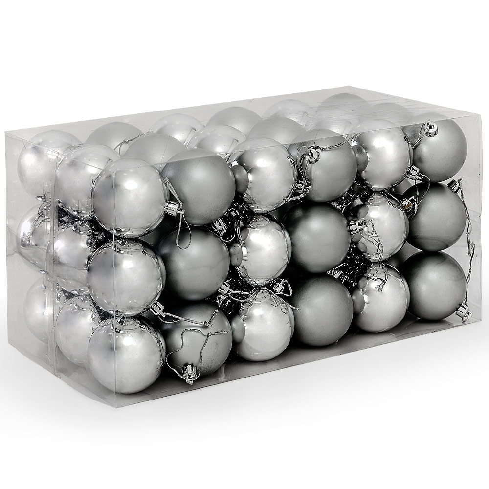 Kerstboomballen\u0020kunststof\u0020kleur\u0020zilver\u0020set\u0020van\u002054\u0020stuks
