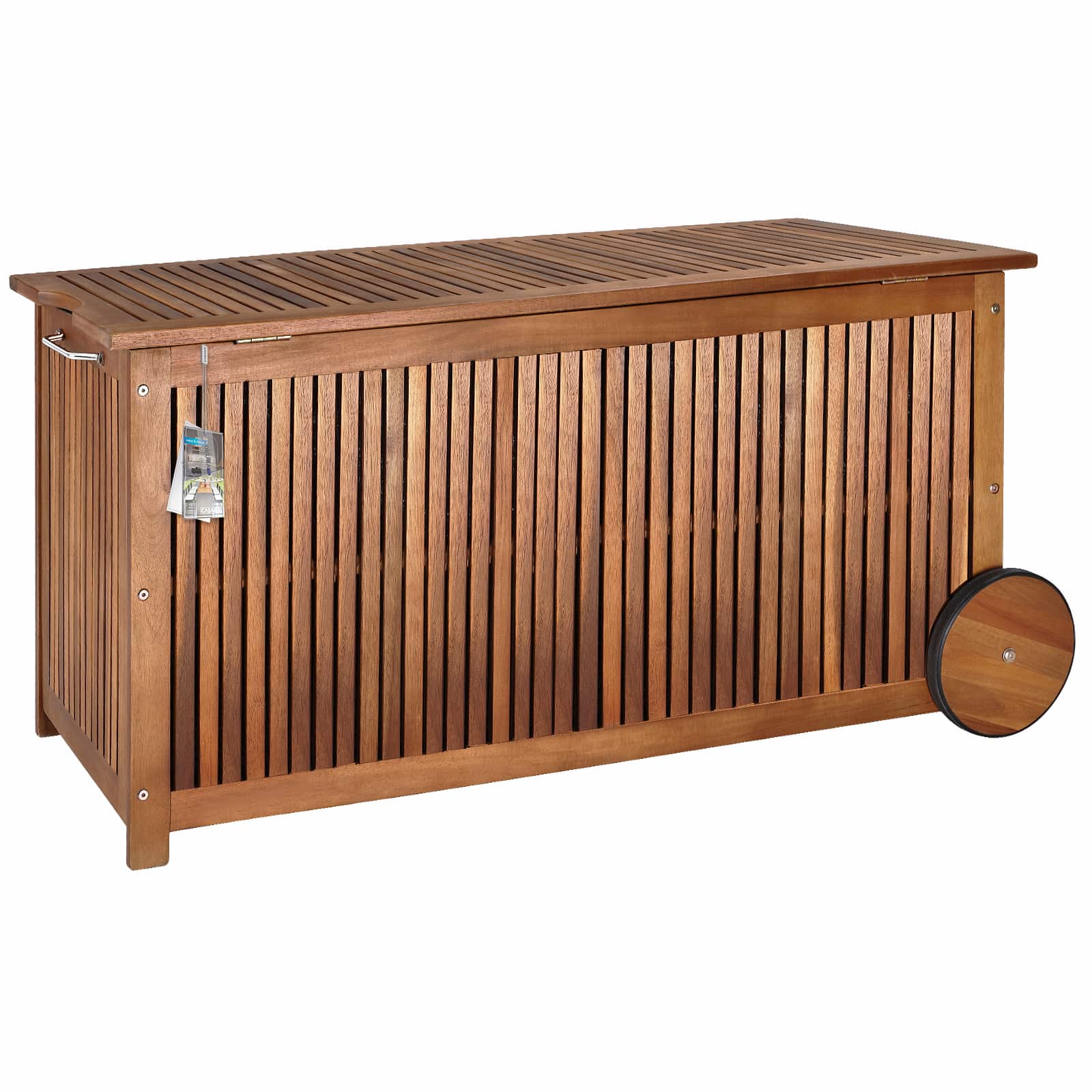 Kussenbox\u0020acaciahout\u0020124x52x58cm\u0020met\u0020Wielen