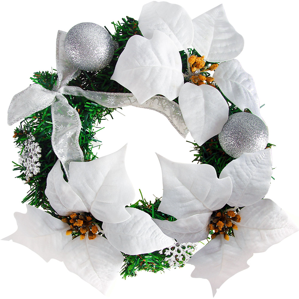 Deurkrans\u0020kerstkrans\u002022cm\u0020wit