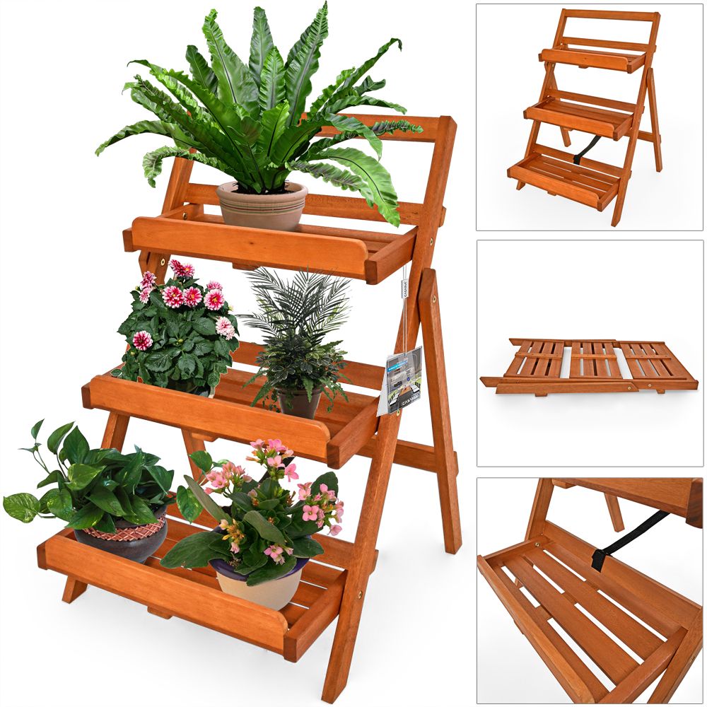 Plantenrek\u00203\u0020Etaged\u0020Acaciahout\u002079x59x56cm