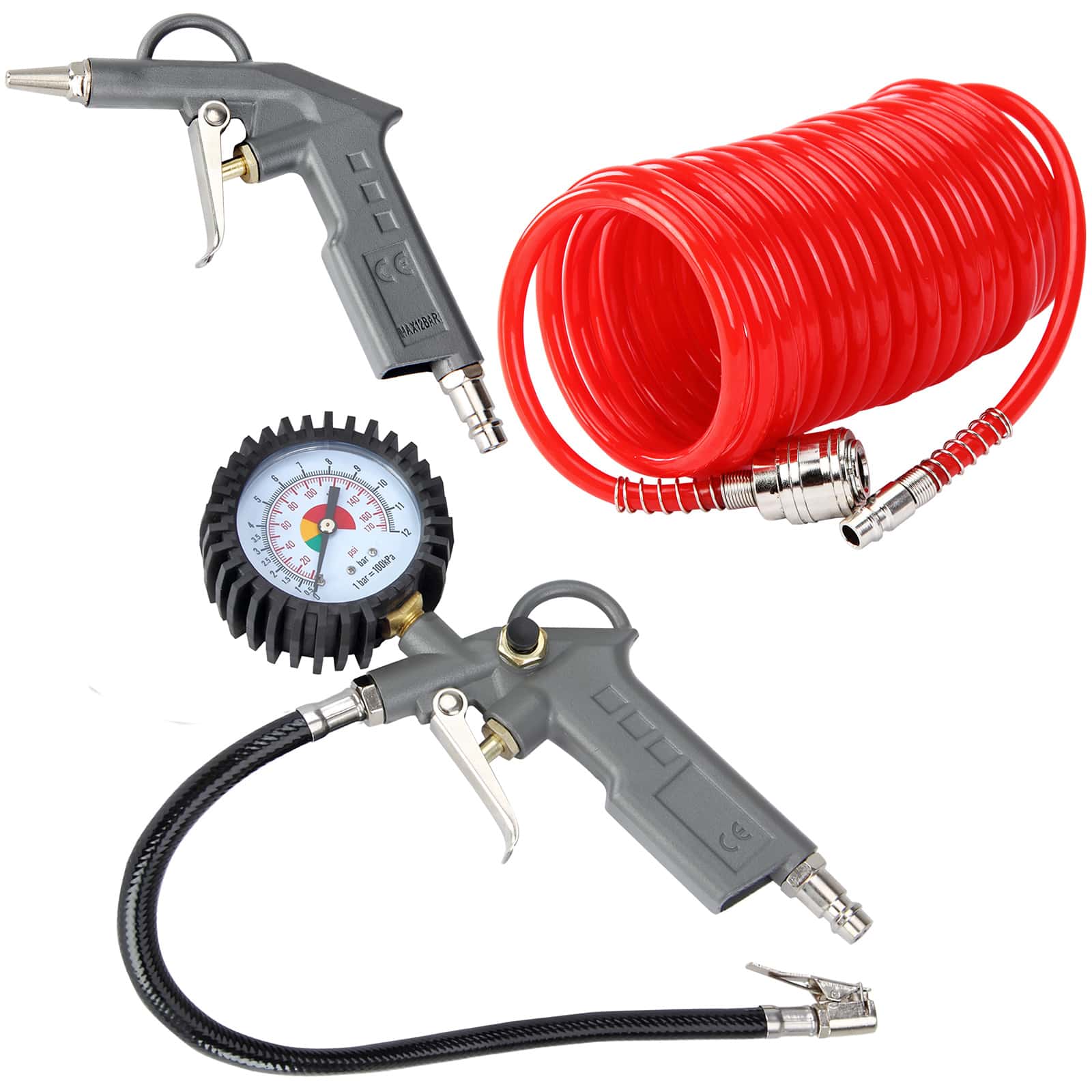Perslucht\u0020Toebehoor\u0020Set\u0020van\u00203\u0020Pistool\u0020Manometer\u0020Spiraalslang