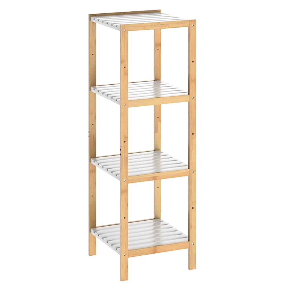 Bamboe\u0020staande\u0020opbergrek\u0020met\u00204\u0020legplanken\u0020Wit\u0020110x33x34cm