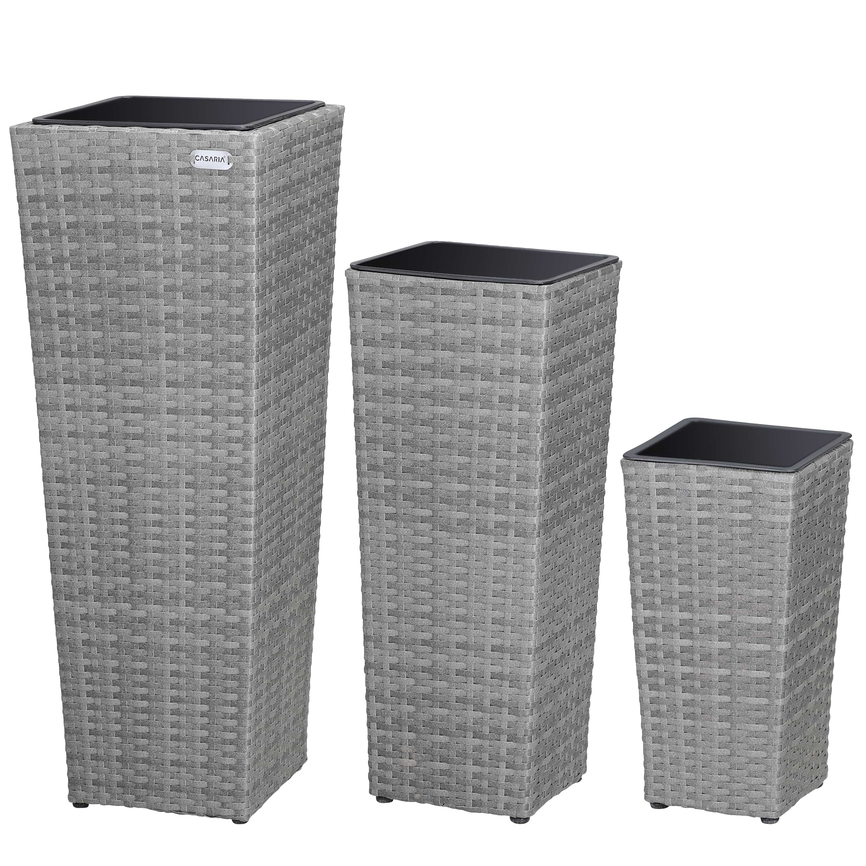 Polyrattan\u0020Bloembak\u0020Set\u0020van\u00203\u0020Grijs Polyrattan\u0020Bloembak\u0020Set\u0020van\u00203\u0020Grijs