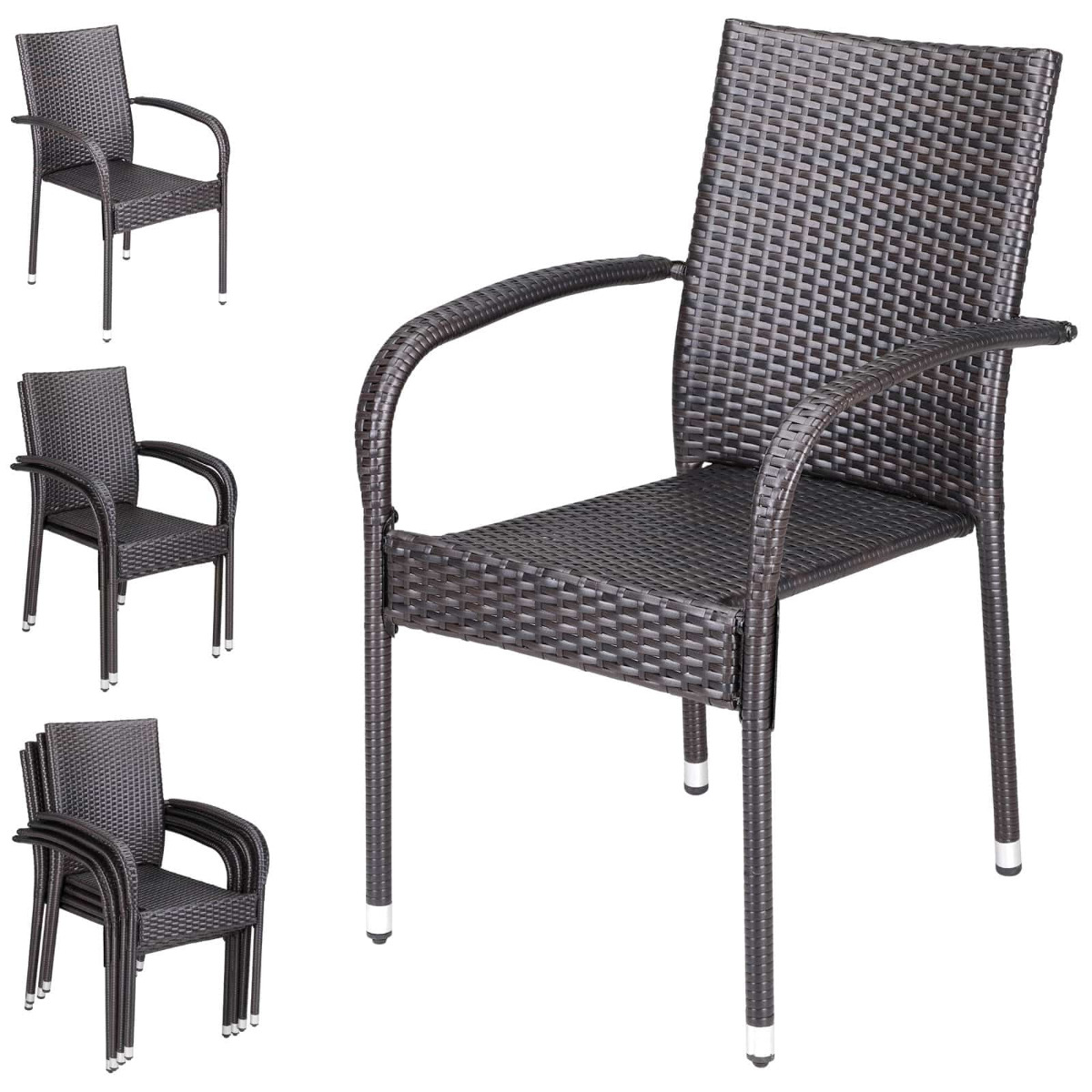 Polyrattan\u0020Stapelstoel\u0020Comfort\u0020Set\u0020van\u00204\u0020kleur\u0020Bruin