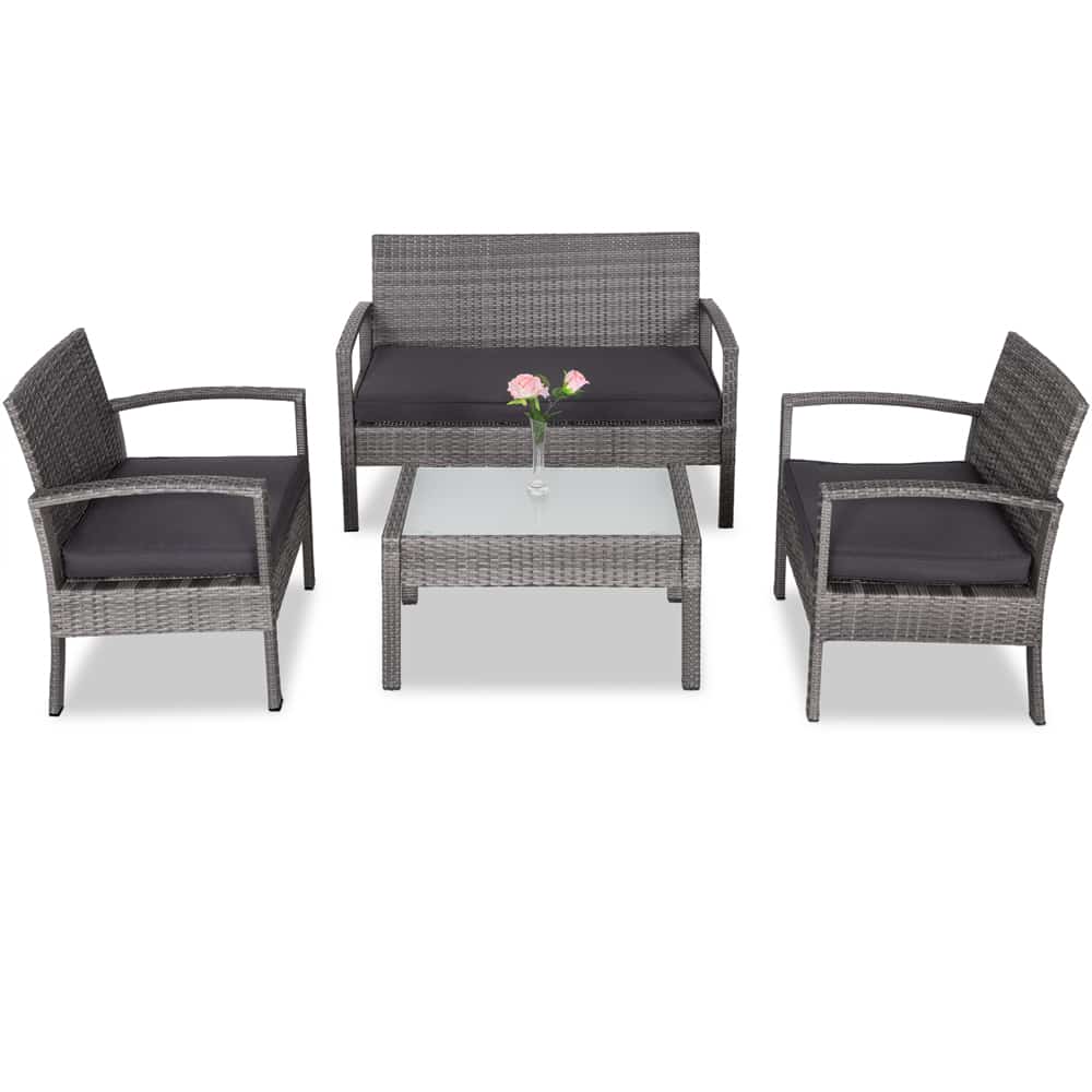 Polyrattan\u0020Tuinzitgroep\u00204\u002Ddelig.\u0020Grijs\u002FAntraciet\u0020