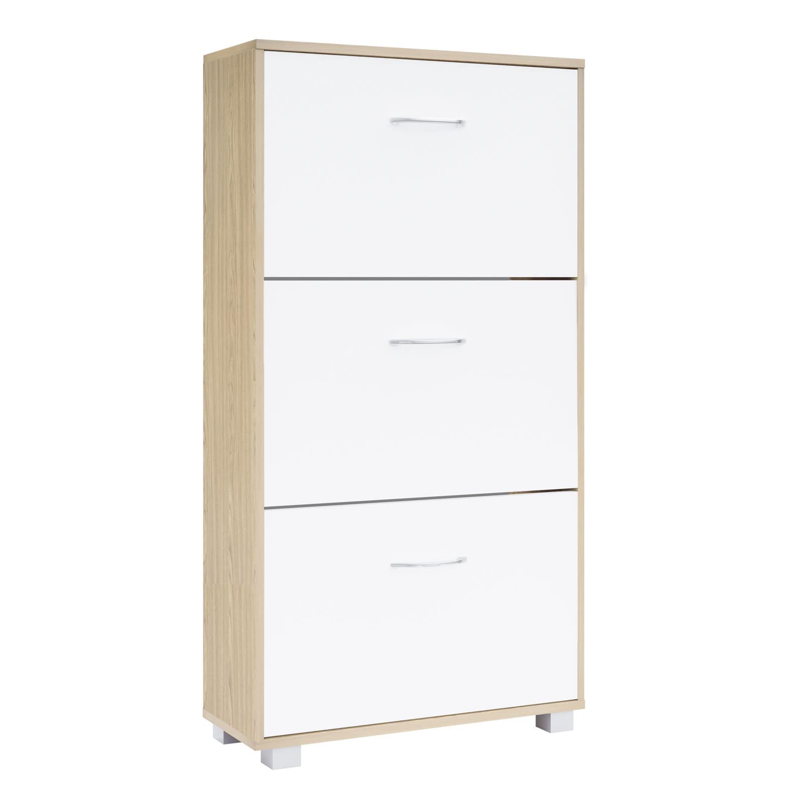 Schoenenkast\u0020Eiken\u002DWit\u0020115x60x24cm\u00203\u0020Kleppen Schoenenkast\u0020Eiken\u002DWit\u0020115x60x24cm\u00203\u0020Kleppen