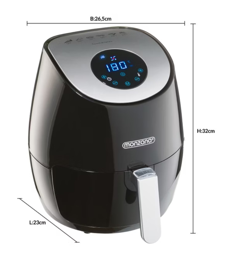 Heteluchtfriteuse\u0020Zwart\u0020RVS\u0020Kunststof\u00202,6L\u00201500W