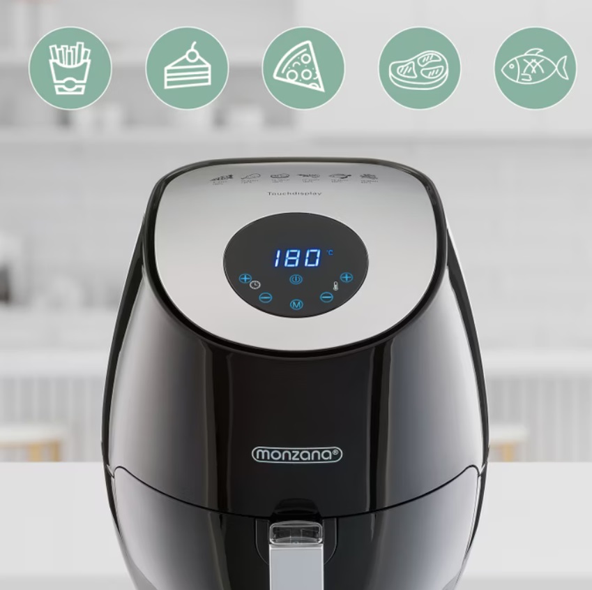 Heteluchtfriteuse\u0020Zwart\u0020RVS\u0020Kunststof\u00202,6L\u00201500W