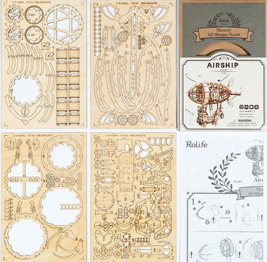 Robotime\u0020Airship\u002018\u0020Cm\u0020Hout\u0020Naturel\u0020176\u002Ddelig\u0020Bouwpakket\u0020