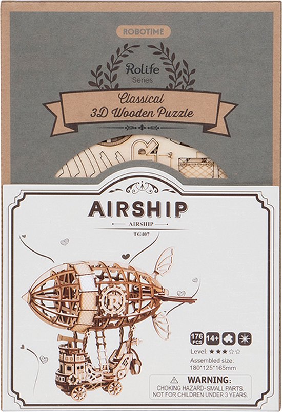 Robotime\u0020Airship\u002018\u0020Cm\u0020Hout\u0020Naturel\u0020176\u002Ddelig\u0020Bouwpakket\u0020