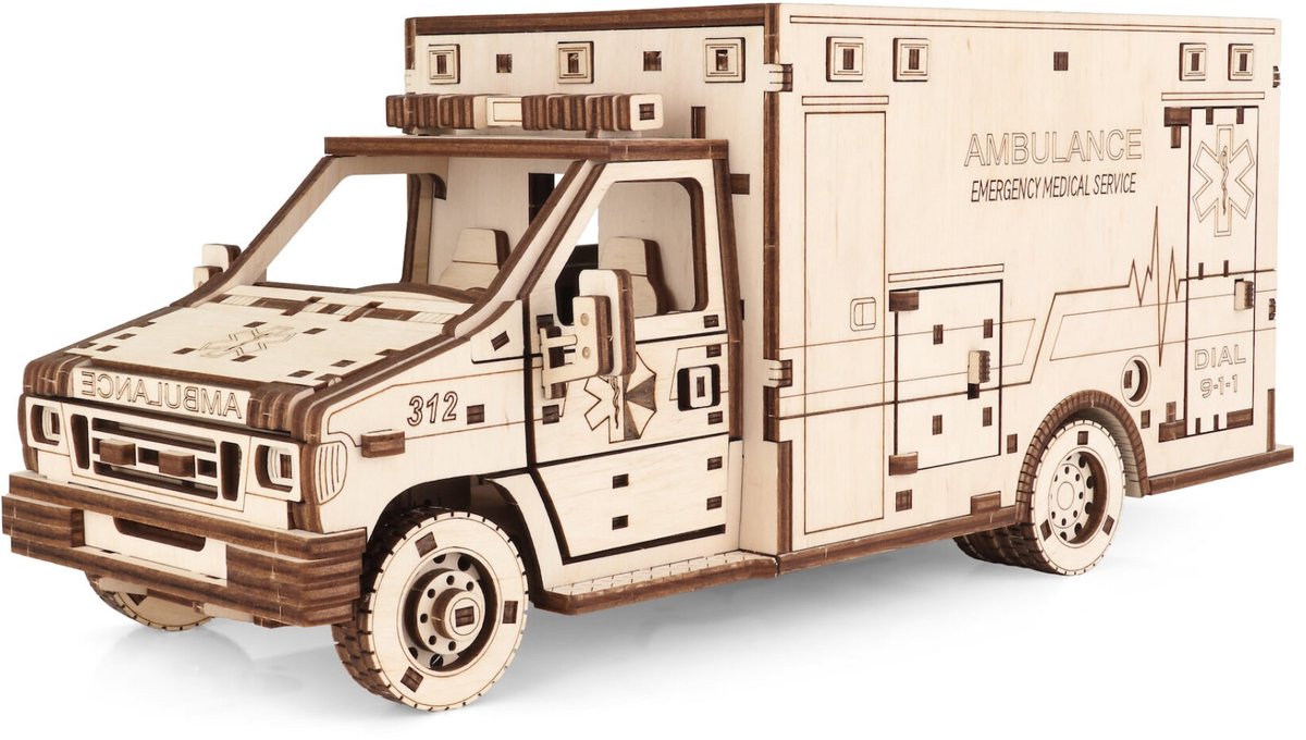 Eco\u0020Wood\u00203D\u0020Houten\u0020Ambulance\u0020DIY\u0020Mechanical\u0020Modelbouw