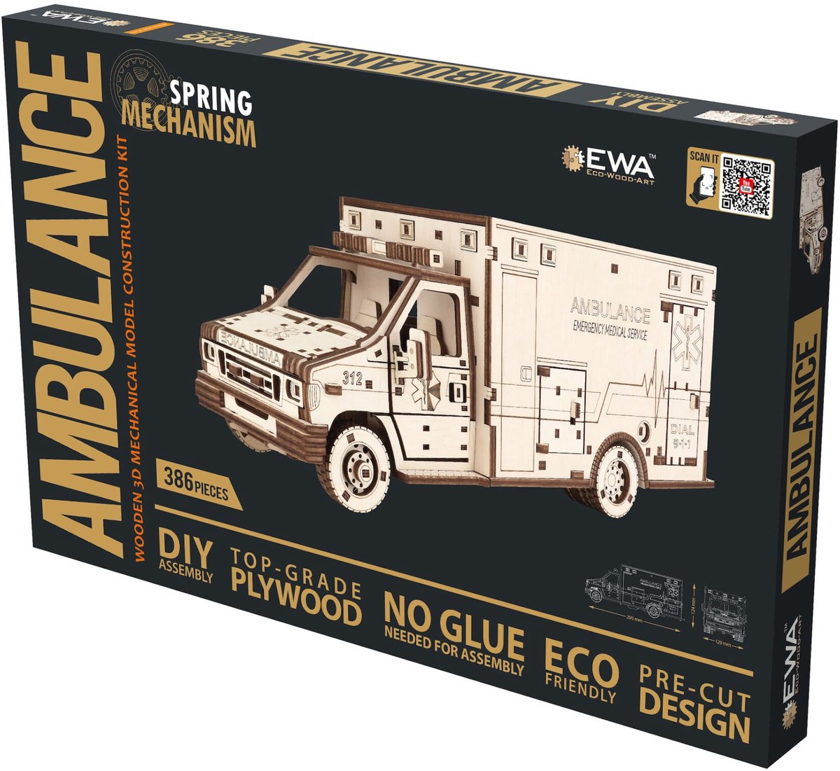 Eco\u0020Wood\u00203D\u0020Houten\u0020Ambulance\u0020DIY\u0020Mechanical\u0020Modelbouw