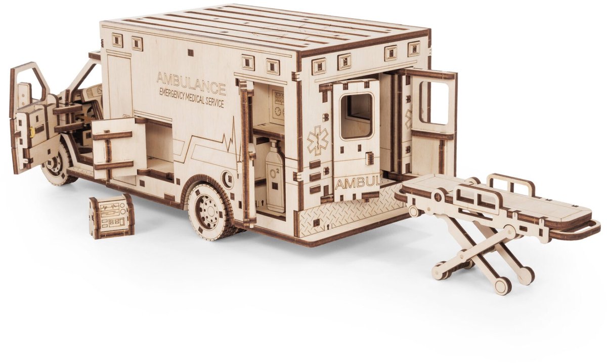 Eco\u0020Wood\u00203D\u0020Houten\u0020Ambulance\u0020DIY\u0020Mechanical\u0020Modelbouw