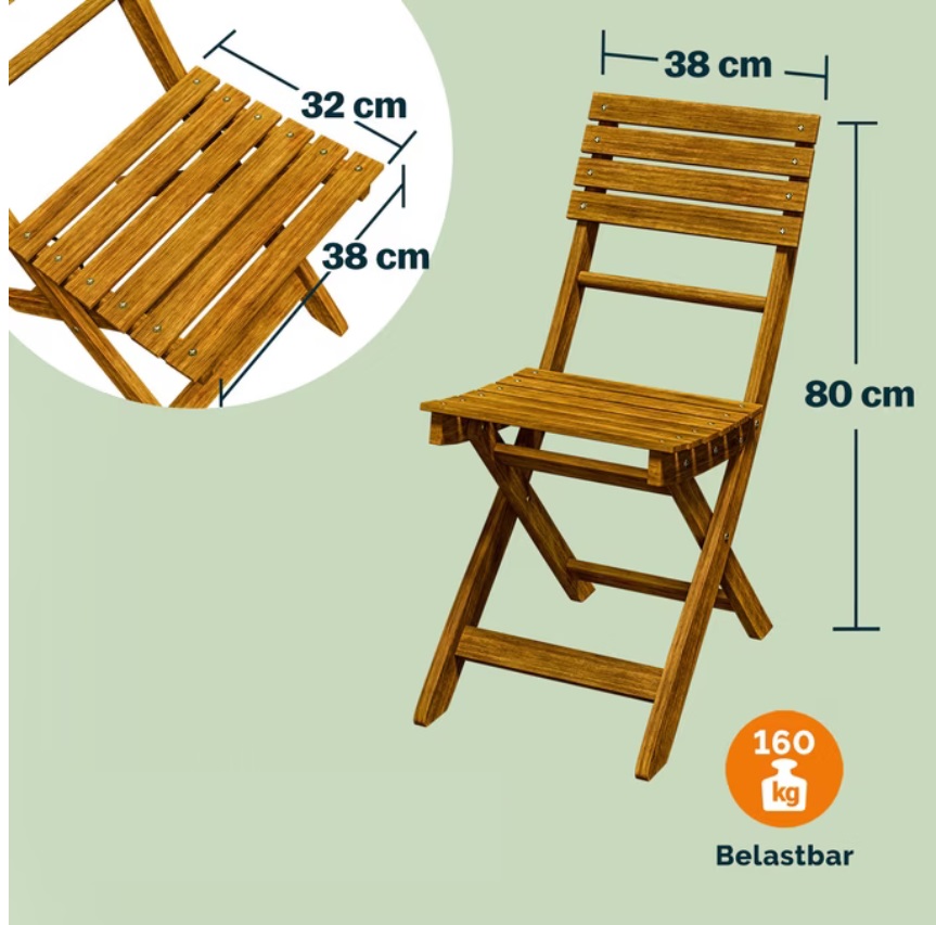 Tuinset\u00203\u002Ddelig\u0020acaciahout\u0020FSC\u0020gecertificeerd\u0020opvouwbaar\u0020