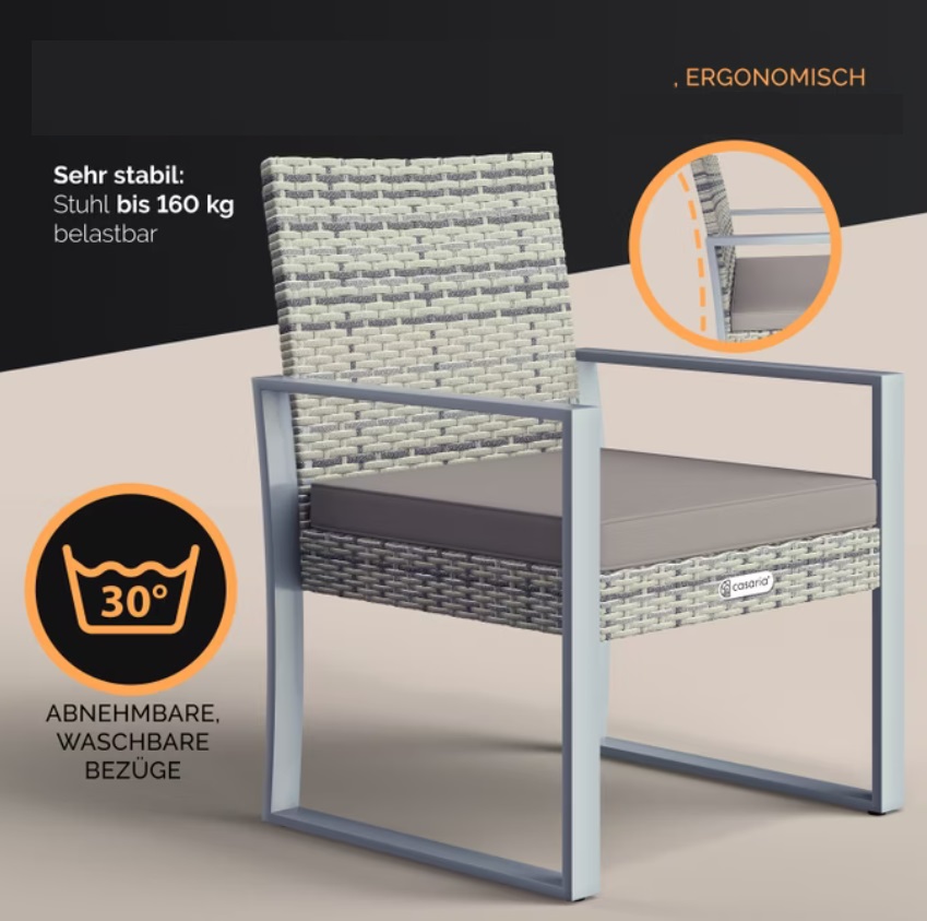 Polyrotan\u0020Balkonset\u0020Tuinset\u00203\u002Ddelig\u0020Grijs\u0020