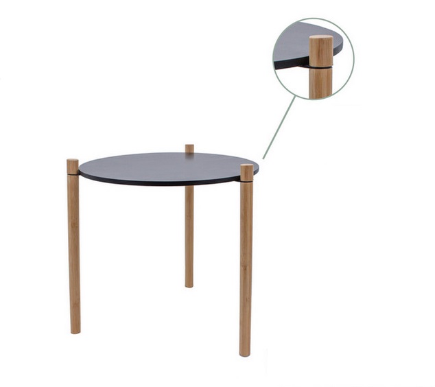 Bijzettafel\u0020rond\u0020MDF\u0020met\u0020bamboe\u0020poten\u0020zwart\u0020rond\u002040\u0020cm\u0020geen\u0020schade