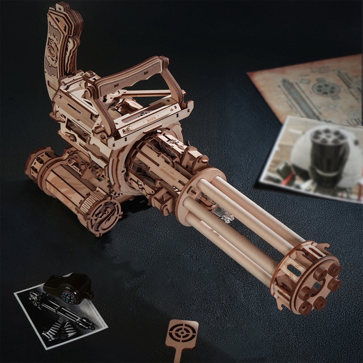 Robotime\u0020Rotating\u002DBarrel\u0020Machine\u0020Gun\u0020Modelbouw\u0020Knutselen