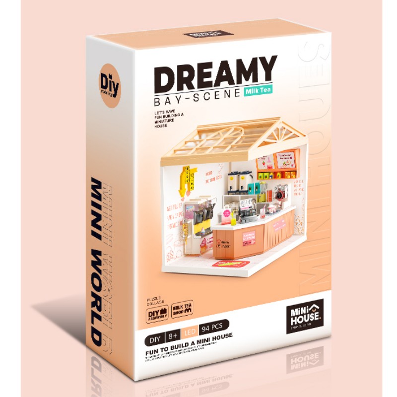Dreamy\u0020mini\u0020house\u0020Melk\u0020en\u0020Thee\u0020Shop\u0020TeaShop\u0020met\u0020ledlamp\u0020DIY\u0020Modelbouw\u0020Knutselen
