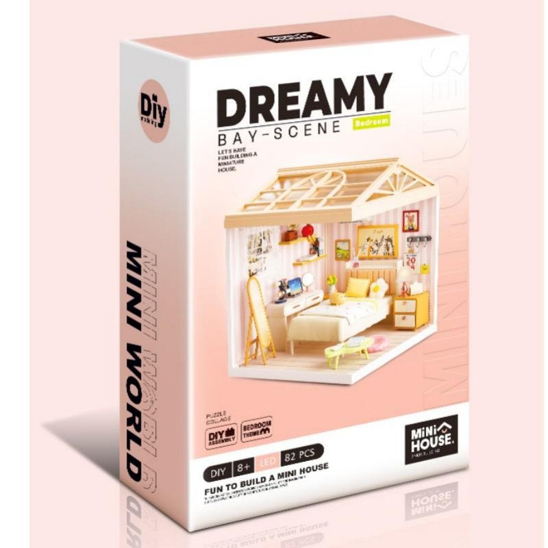 Dreamy\u0020mini\u0020house\u0020Slaapkamer\u0020Bedroom\u0020met\u0020ledlamp\u0020DIY\u0020Modelbouw\u0020Knutselen