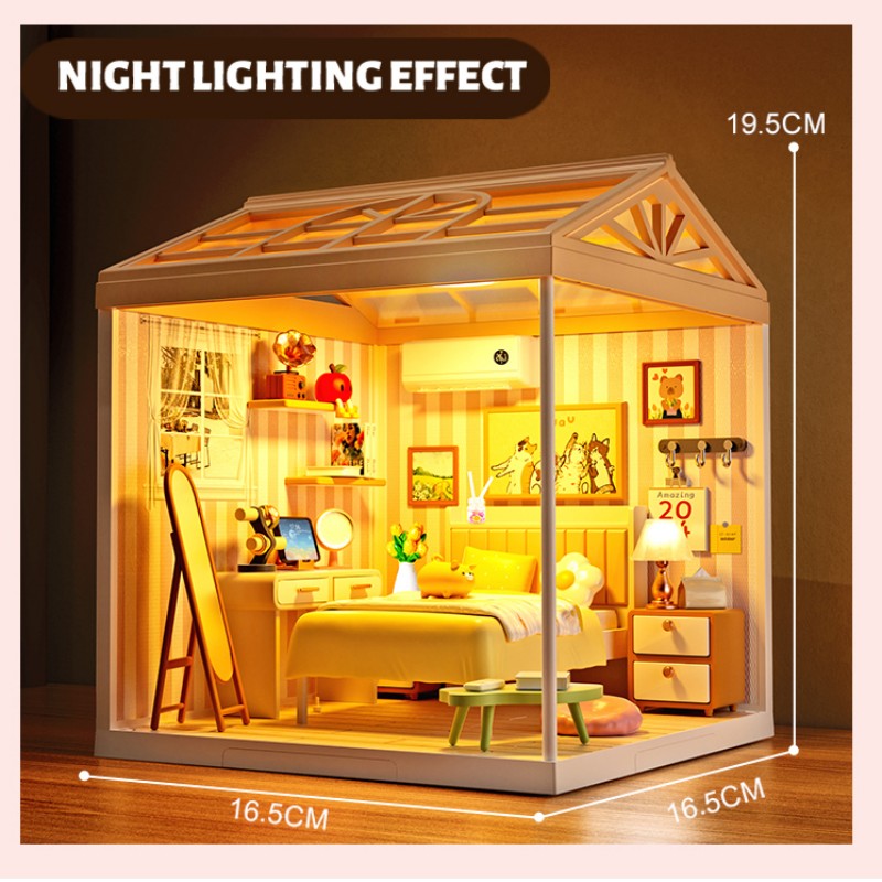 Dreamy\u0020mini\u0020house\u0020Slaapkamer\u0020Bedroom\u0020met\u0020ledlamp\u0020DIY\u0020Modelbouw\u0020Knutselen