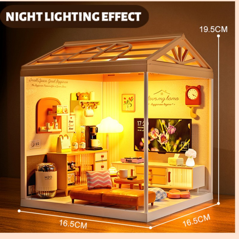 Dreamy\u0020mini\u0020house\u0020Woonkamer\u0020Livingroom\u0020met\u0020ledlamp\u0020DIY\u0020Modelbouw\u0020Knutselen