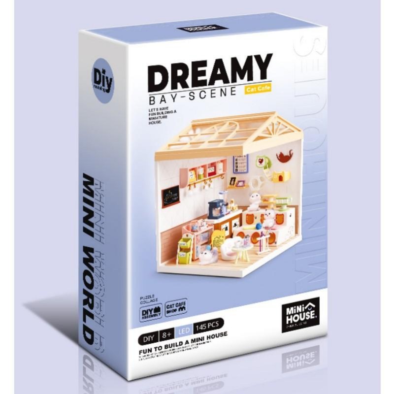 Dreamy\u0020mini\u0020house\u0020Katten\u0020Caf\u00E9\u0020cat\u0020cafe\u0020met\u0020ledlamp\u0020DIY\u0020Modelbouw\u0020Knutselen
