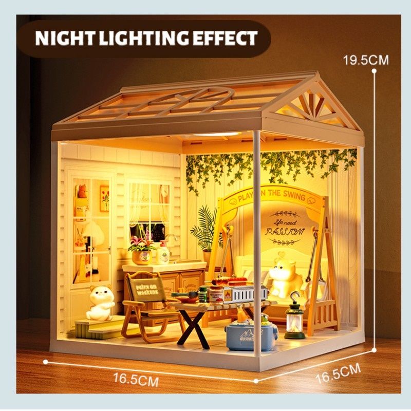 Dreamy\u0020mini\u0020house\u0020Binnenplaats\u0020Courtyard\u0020met\u0020ledlamp\u0020DIY\u0020Modelbouw\u0020Knutselen