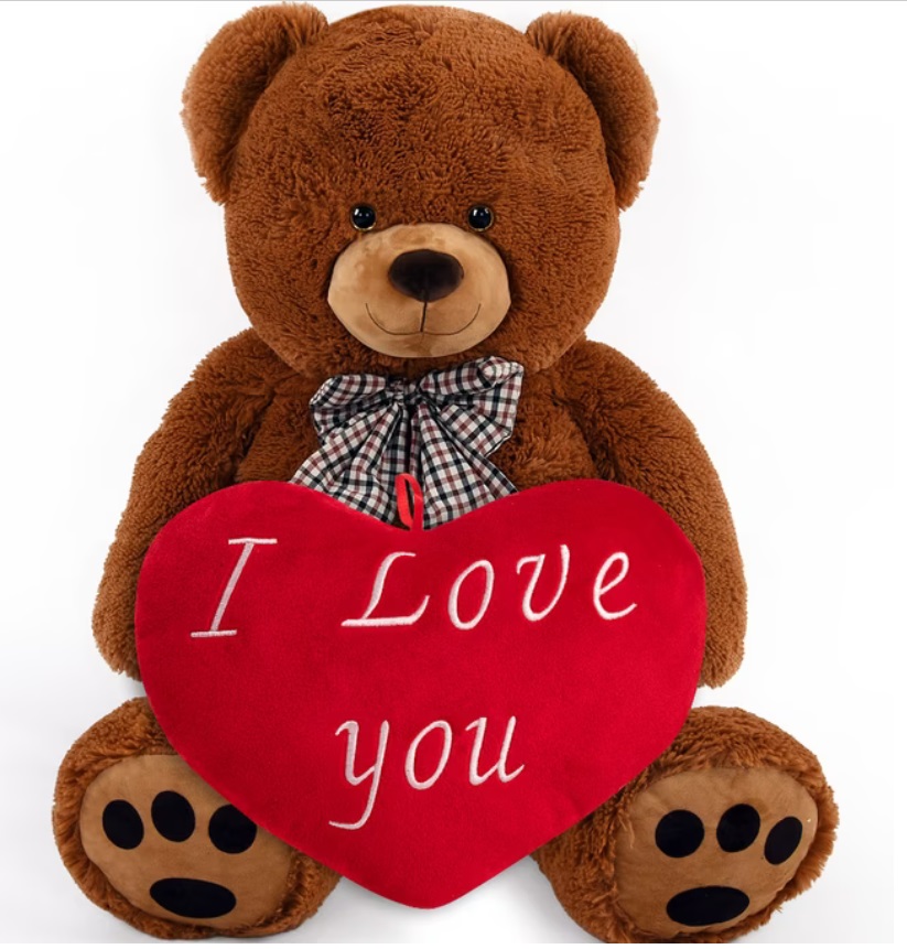 Knuffelbeer\u0020Bruin\u002050cm\u0020met\u0020HartKussen\u002032cm\u0020