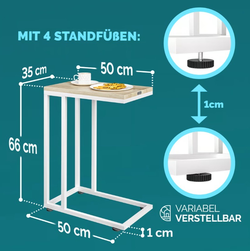 Bijzettafel\u0020Wit\u002050x35x65\u002F70cm\u0020met\u0020Wieltjes\u0020\u0020,\u0020Set\u0020van\u00202