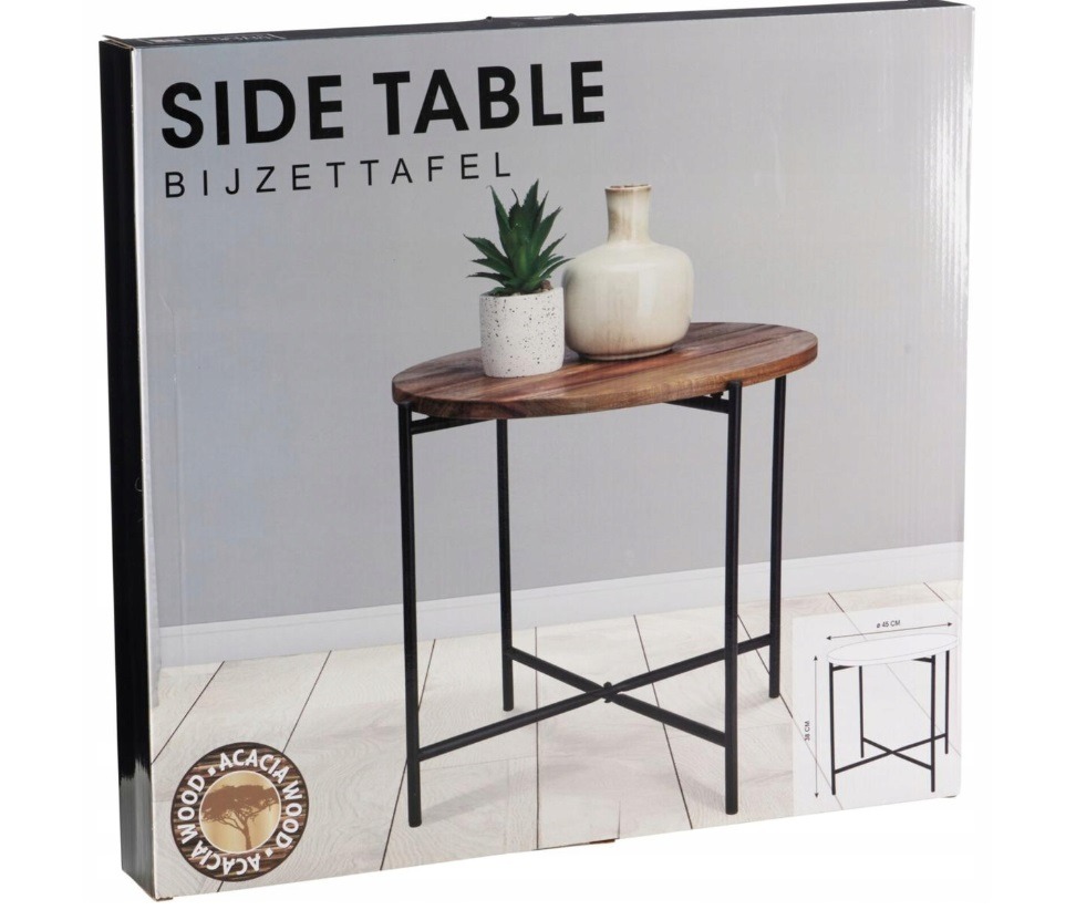 Bijzettafel\u0020Salontafel\u0020rond\u002042\u0020cm\u0020acaciahout\u0020metaal Bijzettafel\u0020Salontafel\u0020rond\u002042\u0020cm\u0020acaciahout\u0020metaal