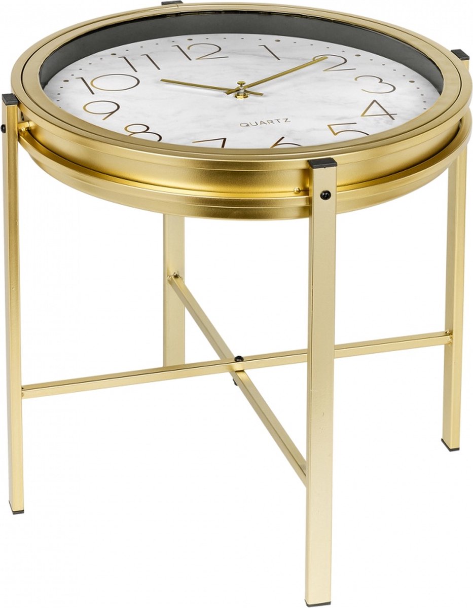 Bijzettafel\u0020Salontafel\u0020rond\u002042\u0020cm\u0020met\u0020klok\u0020goudkleurig Bijzettafel\u0020Salontafel\u0020rond\u002042\u0020cm\u0020met\u0020klok\u0020goudkleurig