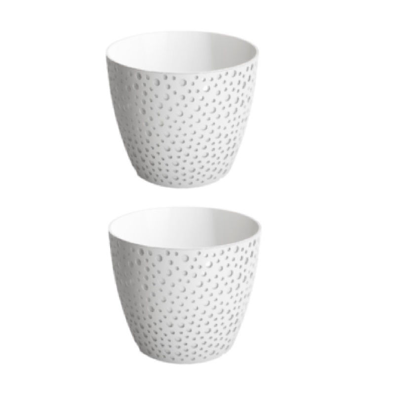 Bloempot\u0020BUBBLE\u0020rond\u002017\u0020cm\u0020Wit\u0020set\u0020van\u00202\u0020stuks