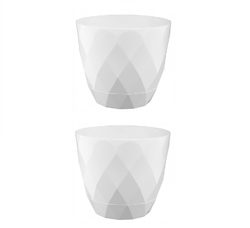 Bloempot\u0020VEGAS\u0020rond\u002014\u0020cm\u0020Wit\u0020set\u0020van\u00202\u0020stuks