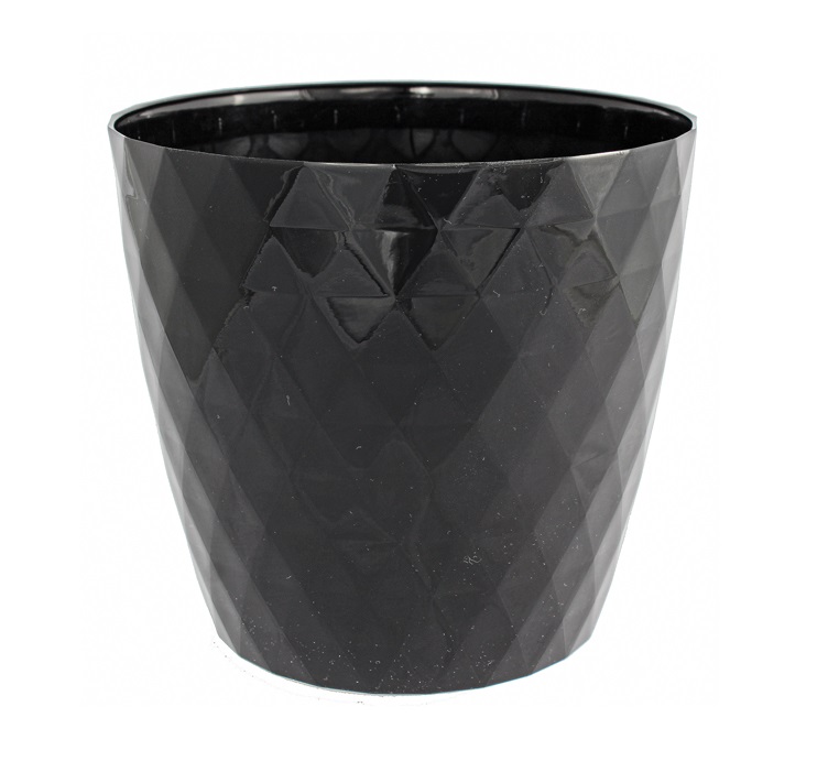 Bloempot\u0020VEGAS\u0020rond\u002014\u0020cm\u0020Zwart\u0020set\u0020van\u00202\u0020stuks