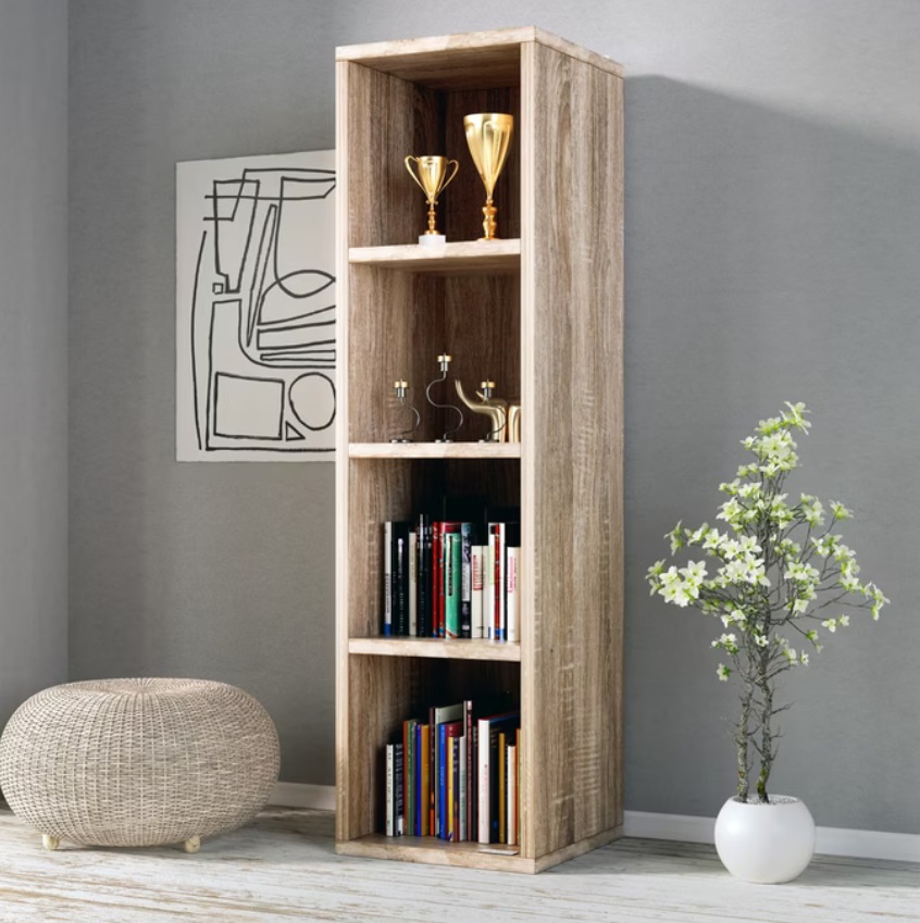 Boekenkast\u0020Skylar\u0020MDF\u002DEiken\u0020106x30x30cm