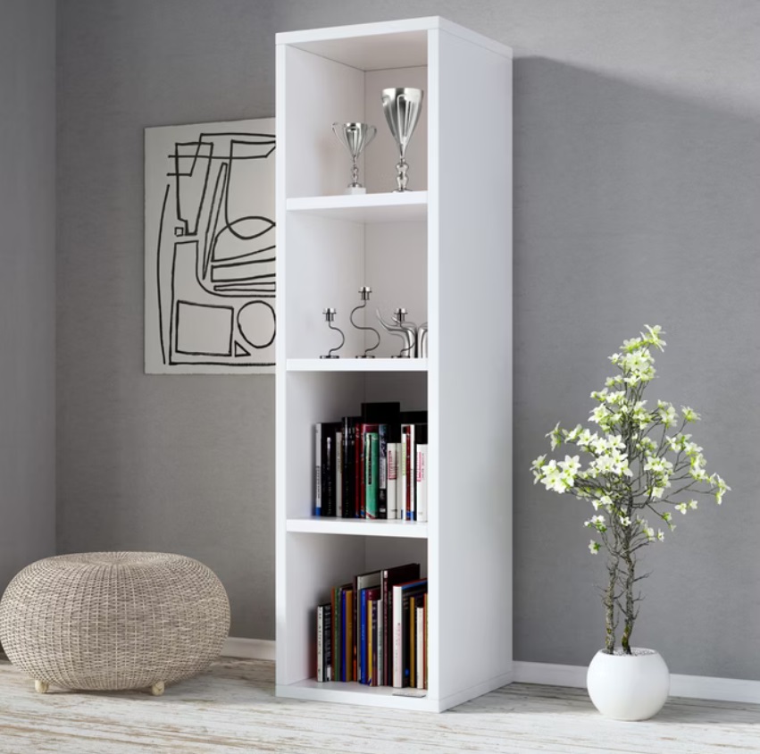 Boekenkast\u0020Skylar\u0020MDF\u002DWit\u0020106x30x30cm