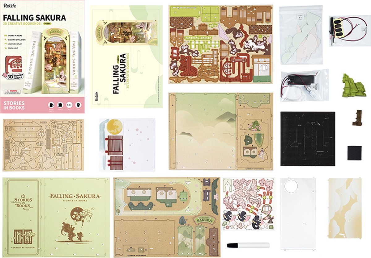 Robotime\u0020Boekensteun\u0020Falling\u0020Sakura\u0020DIY\u0020Modelbouw\u0020Knutselen