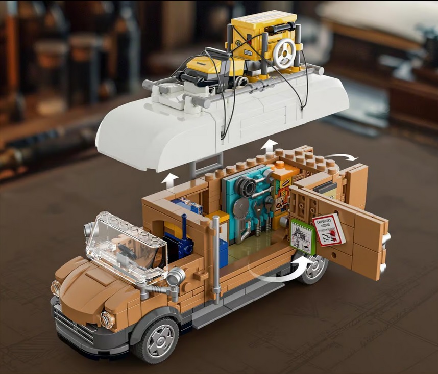 LUMIBRICKS\u0020Kampeerbus\u0020met\u0020LED\u002Dverlichting\u0020\u002D\u0020496\u0020onderdelen